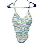 Emerald Bay One Piece Striped Green Yellow White Swimsuit Size 8 New NWT Photo 5