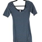 Xhilaration Xhiliration Womens Mini Dress Scoop Neck Knit Stretch Striped Black Blue XS Photo 0