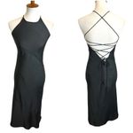 Urban Outfitters  S+N High Neck Strappy Back Bias Cut Satin Midi Slip Dress Photo 1