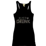 H&M Metallic Glitter Graphic Just Drunk Sparkly Funny Tank Top Gold Black XS Photo 6