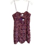 ZARA  Purple‎ Printed Ruched Draped Mini Dress w/ Cut Out Accents - M NWT Photo 2