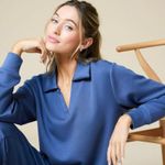 Softies NWT DreamTech Johnny Collar Shirt Indigo Women’s Size Medium Blue Photo 0