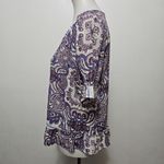 Lucky Brand  Maya Blue & Maroon Paisley Ruffle Blouse Size Small Photo 2