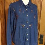 Vintage 90s autumn leaves oversized denim leaves top Size L Photo 3
