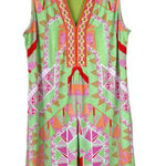 Hale Bob Jersey Tank Dress Cabana Green Pink Beaded Summer Pool Beach Medium Photo 0