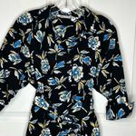 ZARA  Floral The Gia Dress Belted Button Front Sz M Blue & Black Photo 1