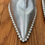 Karl Lagerfeld  PARIS Cyron Leather‎ Stiletto Booties Silver 8.5 Photo 4