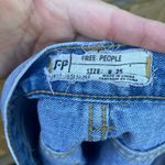 Free People light blue denim distressed lace trim high waist shorts Photo 2