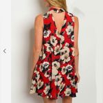 fab'rik Red mocha and black floral keyhole halter dress size small Photo 2