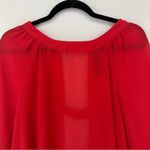 Petticoat Alley  Womens Red Round Neck 3/4 Sleeves Pullover Open Blouse Size M Photo 1