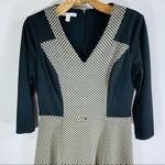 London Times Jersey 3/4 Sleeve Colorblock Dress Sz 8 Black Tan Photo 5
