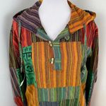 Kathmandu Imports  Boho Colorful Patchwork Tunic Hoodie M/L 100% Cotton Photo 1