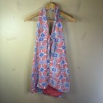 Maeve  Anthropologie Halter Top Dress Coral Blue Floral Size‎ Large Photo 2
