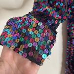 Blacktie Oleg Cassini Dress Womens 14 Sequin Long Sleeve Cocktail Multicolor 90s Size M Photo 5