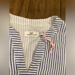 Vineyard Vines  Seersucker Wrap blue white stripe ruffle cotton mini Dress 2 Photo 5