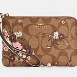 Coach Floral Corner Zip in Signature Canvas Wristlet Photo 0