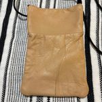 Leather Crossbody Phone Bag Small Shoulder Purse Tan Brown Zipper‎ Photo 3