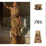 ZARA  Women's Top Shirt Linen Blend Tropical Ruffled Multi-Color Size XS EUC Photo 1