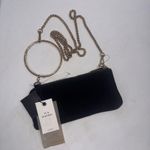 ZARA  Black Leather Minimalist Old Money Gold Chain Clutch Crossbody Wristlet New Photo 1