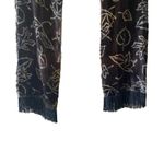 Ladies Velvet Double Sided Leaves Print Soft Long Fringe Scarf One Size Gray Photo 3