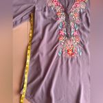 Solitaire Dove Tea Time Garden Tunic top dress gray embroidery colorful size L Photo 11