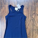 Sail To Sable STS • Racerback Pom Pom Maxi Dress navy blue cotton jersey knit orange trim Photo 2