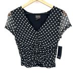 Free Press  black white polka dot rouched mesh top cropped pin-up retro L Photo 1