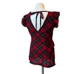 Denim & Supply Ralph Lauren  Red Tartan Plaid Ruffle Top Blouse Sleeveless, Sz M Photo 6