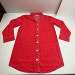 Roller Rabbit  Red Pink Heart Button Front Nightgown Sleep Tunic Shirt Medium NEW Photo 1