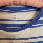 Athleta  Blue Stripe Serenity Muscle Tee Tank Open Back Silk Blend Sleeveless Photo 2