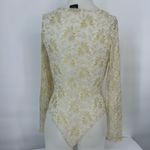 Aria Gold Floral Lace see through Bodysuit Photo 3