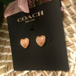 Coach Heart Enamel Stud Earrings NWT Photo 0