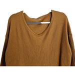 American Eagle Waffle Rib Knit Thermal Top Size S V-Neck Mustard Orange Photo 2