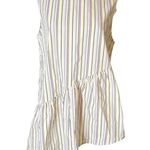 CROSBY by Mollie Burch  striped asymmetrical top tortoise button back sz M Photo 2