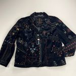 Chico’s Black Velvet Floral Tribal Folk Studded Jacket Size 12 (Chico’s 2) Photo 15