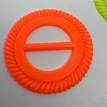 3 Round Scarf Buckles Shirt Clips Rings Orange Green Yellow Rope Design Plastic Photo 4