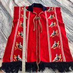 Vintage Red Fringed Women's Poncho Shawl Vest Size undefined Photo 6
