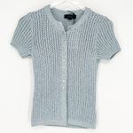 ZARA NWT Pointelle Knit Cardigan S Blue Photo 2