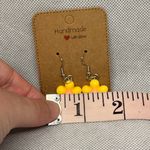 Handmade Yellow and Pink Flower Earrings Photo 2