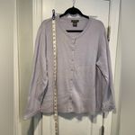 Eddie Bauer  Size XXL Pale Blue Angora Lambs Wool Crew Neck Button Cardigan Photo 5
