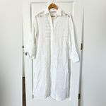 ZARA  Openwork Eyelet White Maxi Shirt Dress Long Sleeve Coverup Size XS Photo 3