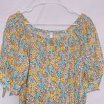 LC Lauren Conrad Lauren Conrad LC Floral Print Puff Sleeve Square Neck Button Front Blouse Top SM Photo 3