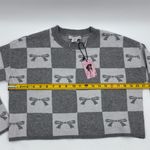Sincerely Jules Gray Bow Checkered Sweatshirt Size XS Photo 3