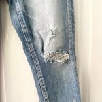 Moussy Denim Mid Rise Distressed Busted Knee Raw Ankle Hem Skinny Jeans 25 Blue Photo 7