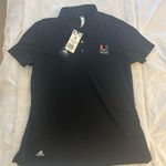 Adidas University of Miami Logo Black Polo Golf Women’s Shirt Small Photo 0