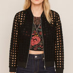 ZARA 🖤 Basic Black Mesh Cutout Bomber Jacket Size M Photo 0