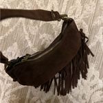 NWT Marlon Made In Italy Chocolate Brown Suede Crescent Fringe Shoulder Bag Photo 2