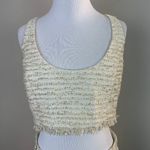 NBD Blair Mini Skirt Shawna Crop Top Set M Tweed Ivory Metallic Gold Fringe Photo 2
