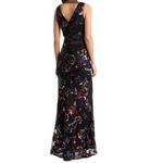 Eliza J Sequin Floral Maxi Gown V-Neck Nlack Women’s 10 belt/sash not included Photo 1