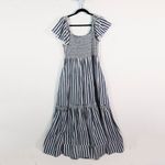 La Ligne Lottie Silk Blend Flutter Sleeve Blue White Stipe Tiered Midi Dress XL Photo 0